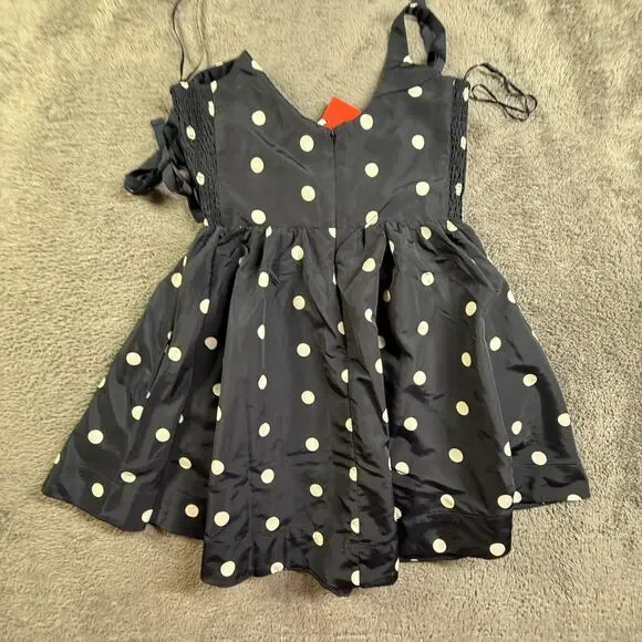 Old Navy S Petite Womens Polka Dot Dress Blue White Tie Shoulder Summer Short - Picture 2 of 7